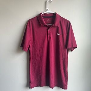 Men's Nike Dri-FIT Short Sleeve Polo Shirt Maroon - Size Medium (NEW)